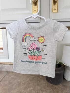 Garanimals Baby T-Shirt 12M Light Gray with Garden Print